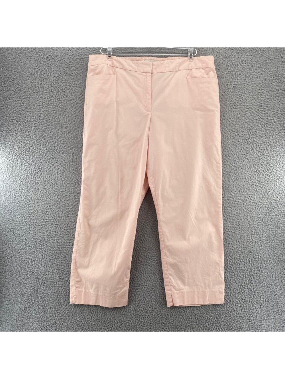 Talbots Pants Womens 16 Pink Curvy Capris Cotton Stretch Twill Straight Pockets